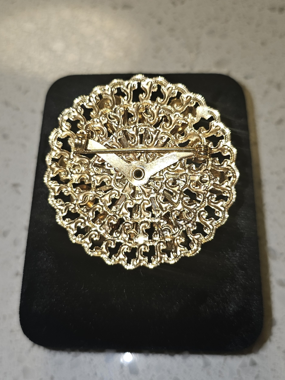 Vintage Gold Crystal Floral Statement Brooch - Clear and Gold - Picture 3 of 3